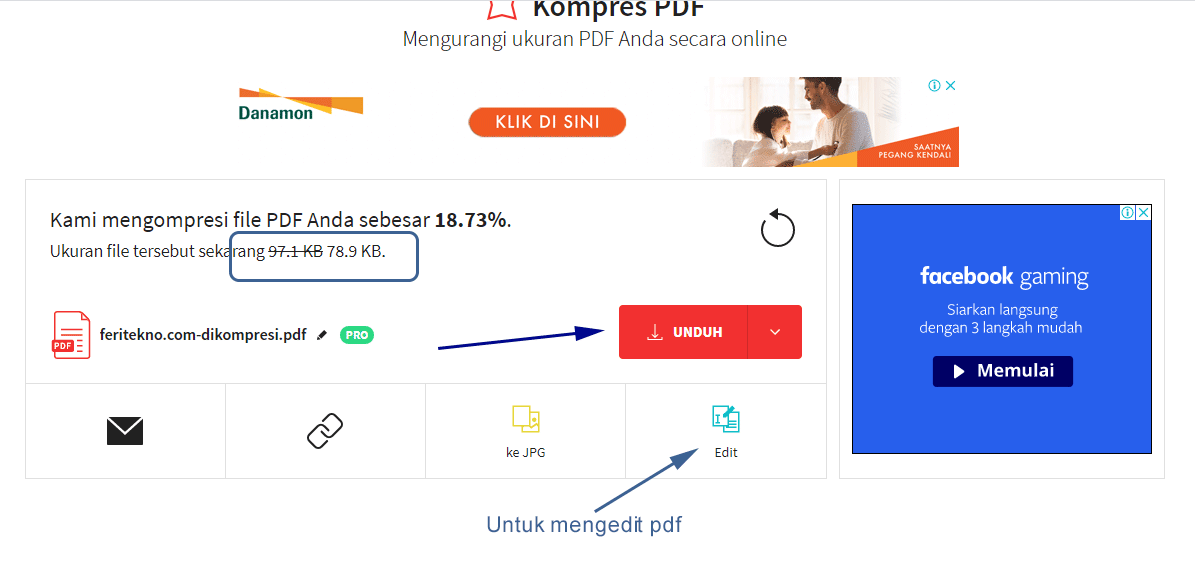 Kompres pdf sesuai ukuran yang diinginkan