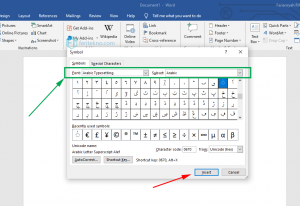 cara menulis arab di word - font arabic insert