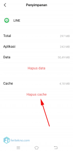 hapus file cache aplikasi line