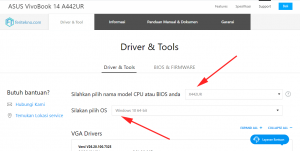 download driver touchpad asus - pilih tipe os