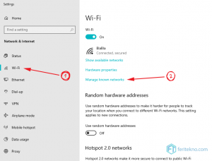 forget wifi di laptop windows 10 - manage known network