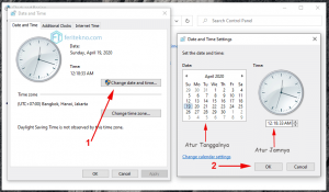 mengatur jam di laptop windows - tanggal dan waktu