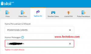 Mengecek Tagihan PDAM Lewat blibli