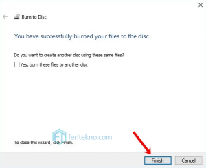 cara burning cd dvd - finish burn