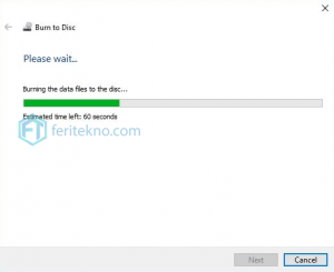 cara burning cd dvd - tunggu proses burn