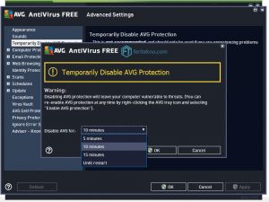 cara menonaktifkan avg - piih untuk sementara waktu atau permanen