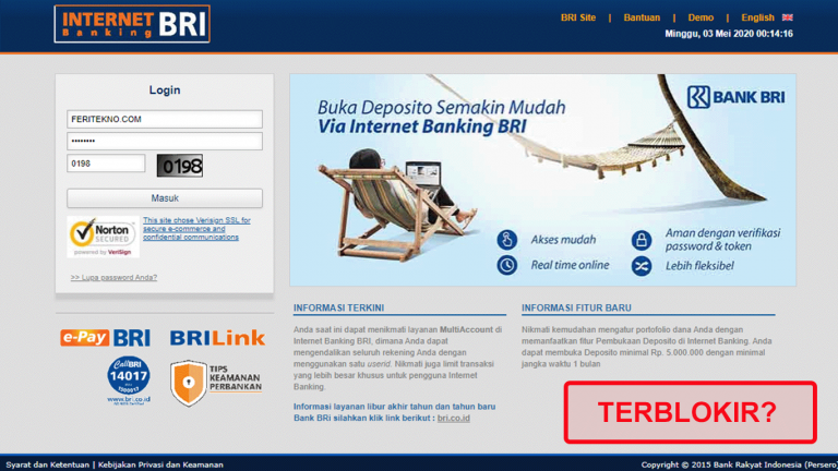 mengurus internet banking terblokir