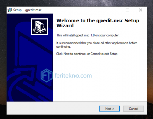 menginstal group policy editor - next