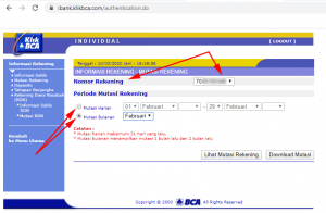 melihat mutasi rekening di internet banking bca