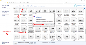 cara hapus font windows - delete fonts