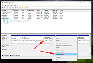 mengurangi partisi - delete volume