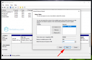 mengurangi partisi - select the amount of space in mb