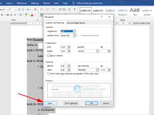 membuat titik pada daftar isi word - tabs