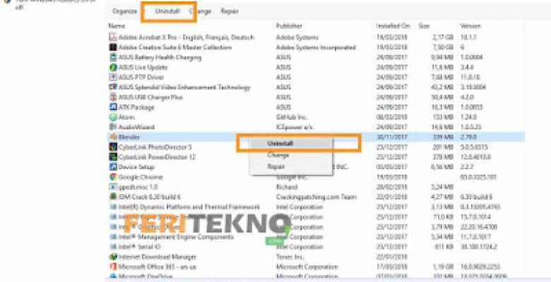 Cara Uninstall Software di Windows