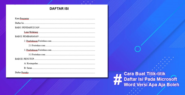 cara membuat titik pada daftar isi word 2007 2010 2013 2016