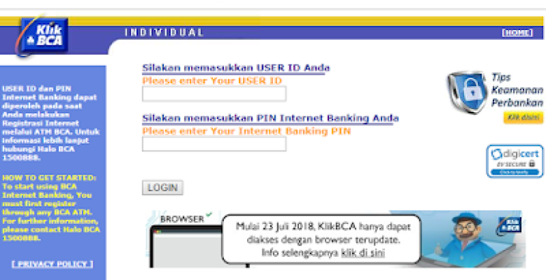 cara daftar internet banking bca